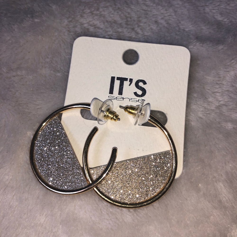 Half hoops glittery earrings